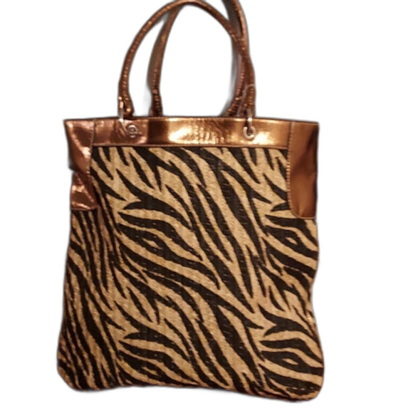 Guess Zebra Print Tote Bag - Black and Brown - Picture 2 of 10